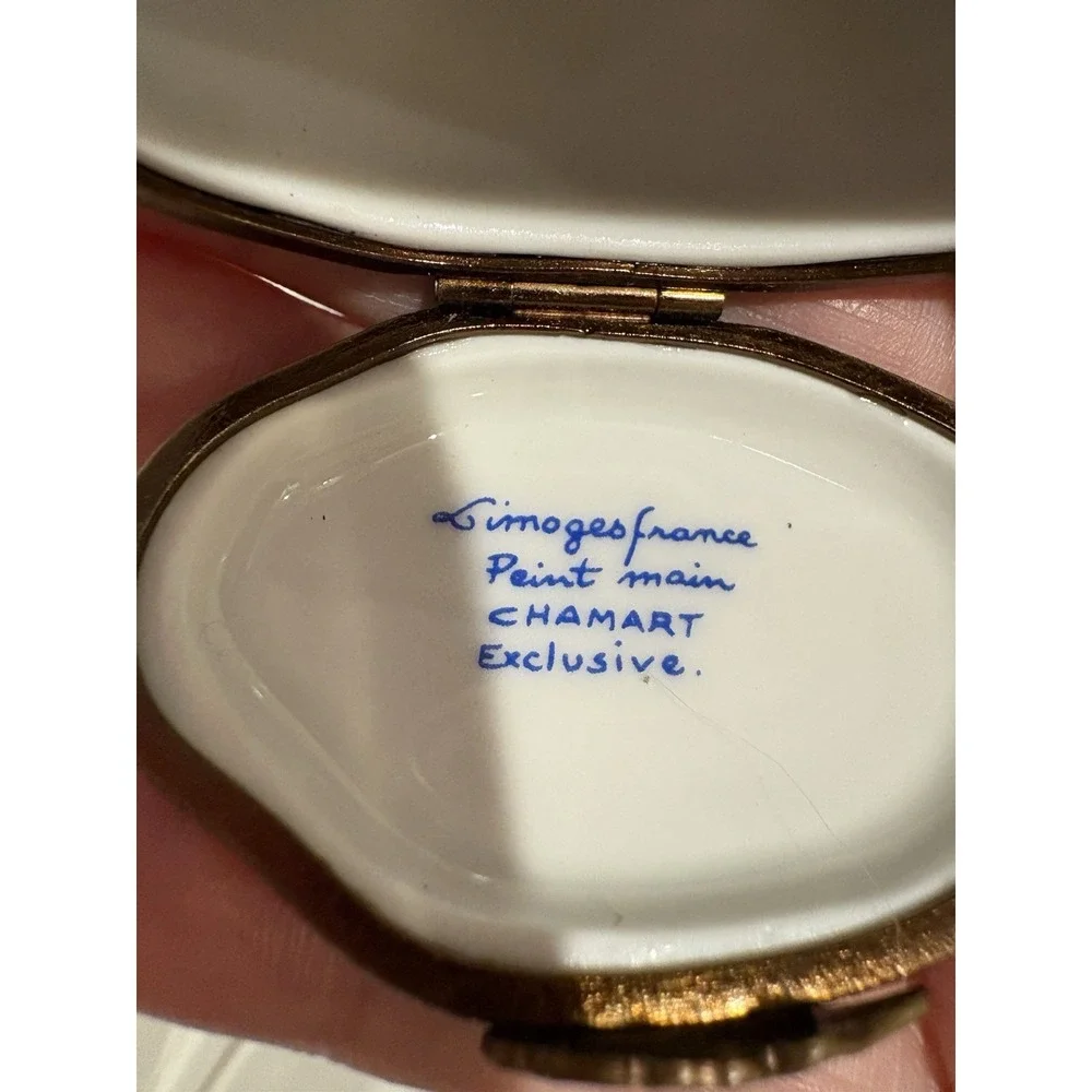 Vintage France Limoges Trinket Box Chamart exclusive Porcelain Golden Swan